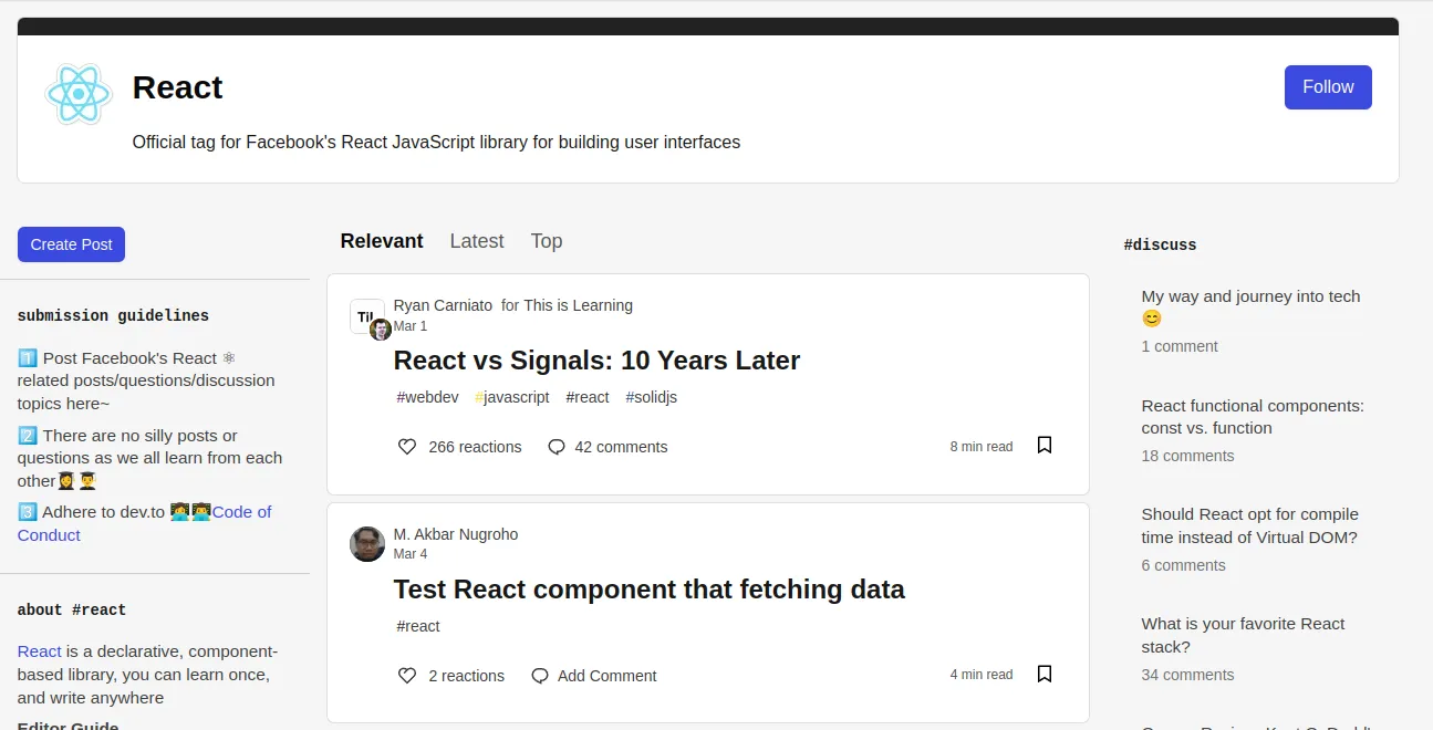 Official DEV’s React community